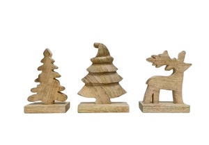2025 nouveauté arbre de noël en bois pour Table décoration de la maison en bois décor de noël ornements bois de manguier - Product Image 1