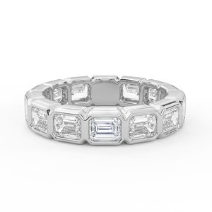14K 18K Gold Emerald Cut Lab Grown Diamond Eternity Band <b>Ring</b> Modern Bezel Set Full <b>Circle</b> Geometric Stackable Wedding Jewelry - Product Image 3