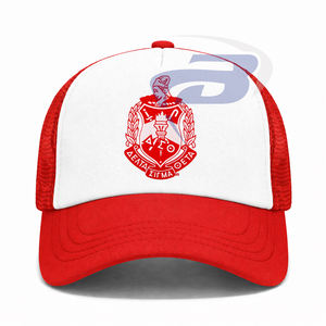 Delta |   Sigma |   Gorra Trucker con Diseño 3D de la Hermandad Theta DST - Gorra Trucker de Primera Calidad con Diseño Rojo y Blanco de la Hermandad DST - Product Image 1