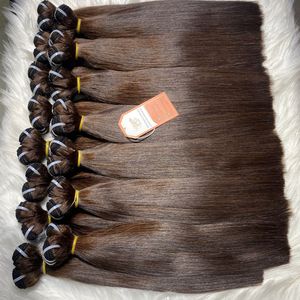 Cabello liso de hueso de trama de Color marrón oscuro de alta calidad 100% cabello humano Super doble dibujado vendedor al por mayor - Product Image 3