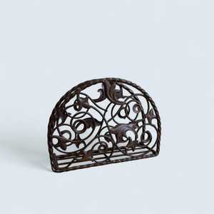 Porta servilletas decorativo vintage de metal, acabado marrón antiguo, diseño ornamentado con detalles de hojas, para la cena - Product Image 3