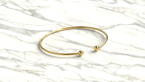 18K Gold Open Cuff <b>Bangle</b> <b>Bracelet</b> Plain Double Ball Bead <b>Bracelet</b> Minimalist Stacking <b>Bangles</b> Jewelry For Women Everyday Wear - Product Image 3