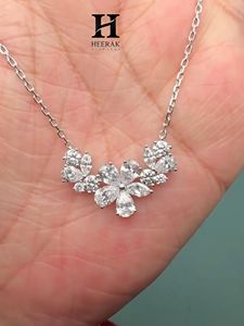 Luxury Floral Cluster Diamond Pendant Necklace 925 Sterling <b>Silver</b> Marquise and Pear Cut Statement Pendant for Women Bridal Jewe - Product Image 1