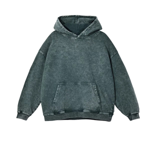 เสื้อฮู้ดดี้ทรงบ็อกซี่โอเวอร์ไซส์ ตกแต่งลายปักแบบดิสเทรส ล้างสีแบบแอซิดวอช สำหรับผู้ชาย คุณภาพสูง หรูหรา สไตล์วินเทจ - Product Image 2