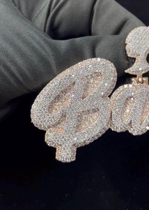 Collar con Colgante de Moissanita Personalizado con Nombre, Letra en Script con Incrustaciones de Diamantes, Joyería de Lujo Estilo Hip Hop, Regalo Elegante para Hombres y Mujeres, Cumpleaños, Boda - Product Image 5