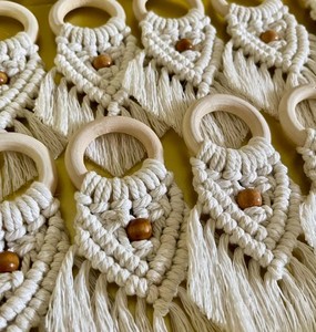 Anillos de Servilleta de Macramé Boho: Algodón Tejido, Decoración para Mesa de Boda - Product Image 1