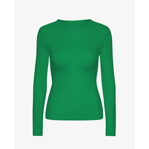 เสื้อสเวตเตอร์ถักแขนยาวคอกลมสำหรับผู้หญิง สีเขียวล้วน สไตล์มินิมอล ทรงเข้ารูป เสื้อแขนยาวสำหรับทุกฤดูกาล - Product Image 3
