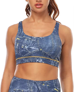 Women Strappy Sublimated Sports Yoga Bra Fitness Workout <b>Running</b> Cross Back Bra with Removable <b>Pads</b> - Product Image 3