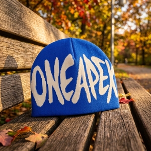 Royal Blue Cream Graphic Knit Beanie Hat Custom Logo Ribbed <b>Winter</b> <b>Cap</b> Unisex Streetwear Fashion Headwear Wholesale OEM Factory - Product Image 6