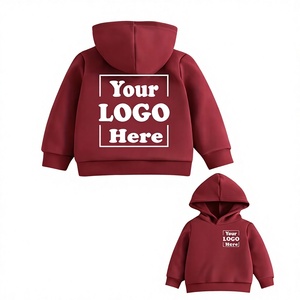Custom Printed Fleece Soft Kids Hooded Sweatshirt Maroon Casual Wear Regular Sleeve Winter Style <b>Back</b> Logo Design - Product Image 1