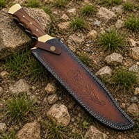 Handgefertigtes Full-Tang Bowie Jagdmesser mit Klinge aus Kohlenstoffstahl, Holzgriff und Messingbolster – Outdoor-Überlebensausrüstung (OEM)