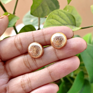 Minimalist dome studs 18k gold plated textured brass round button push <b>back</b> <b>earrings</b> Fashionable daily wear jewelry for women - Product Image 3