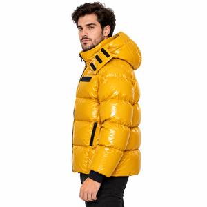 Veste matelassée en duvet pour homme, style puffer, avec coque brillante et fermeture éclair sur le devant, vente en gros - Product Image 3