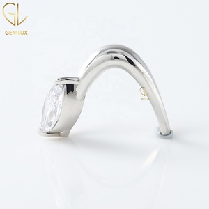 Anillo de Moissanita con Corte Marquesa de 1.60 Quilates de Oriente a Occidente, Banda de Boda Curva de Oro Blanco de 14k para Mujer - Product Image 2