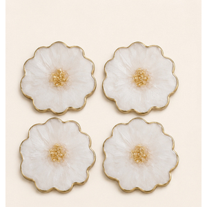 Sous-verres de luxe en résine époxy noir et blanc avec bordure en feuille d'argent, style géode agate, ensemble de tapis de tasse pour boissons, vente en gros, décoration intérieure, meilleur prix - Product Image 1