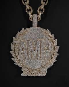 Pendentif médaillon AMP en argent 925 avec moissanite VVS 12 carats, style luxe glacé, et chaîne statement hip-hop, unisexe - Product Image 4