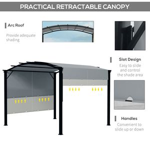 Pergola rétractable 11x11 avec auvent gris, structure en acier, imperméable, protection solaire pour villa, cour, parc, extérieur, matériau en aluminium - Product Image 5