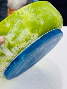 Tazón de Resina Ecológico Hecho a Mano, Diseño Verde Marmoleado Wabi Sabi, Apilable, Apto para Lavavajillas, para Frutas y Bocadillos - Product Image 6