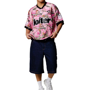 เสื้อเจอร์ซีย์อเมริกันฟุตบอลตาข่ายลายพรางสีชมพูขนาดใหญ่สำหรับผู้ชาย เนื้อผ้าโพลีเอสเตอร์ระบายอากาศได้ดี เสื้อทีมสตรีทแวร์ เสื้อยืดกีฬาแบบยูนิเซ็กซ์ - Product Image 2