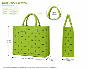 Sac fourre-tout en jute laminé vert, écologique, réutilisable, pour courses, plage, mariage, avec poignée rembourrée en coton, personnalisable, vente en gros - Product Image 2