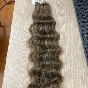 Extensions de cheveux naturels 100% vierges Remy, couleur mixte, pour tissage, avec double trame machine, 100 grammes - Product Image 1