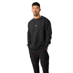 Sudadera Negra de Cuello Redondo para Hombre, Algodón Premium, Manga Larga, Estilo Deportivo, Ropa Urbana, Suministro al por Mayor OEM - Product Image 2