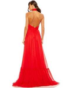 Red <b>High</b> Neck Chiffon Natural <b>Waist</b> Mermaid Maxi <b>Dress</b> Floor Length Evening Gown Elegant Sequins - Product Image 3