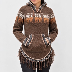 เสื้อสเวตเตอร์อัลปาก้ามีฮู้ดพร้อมกระเป๋า - Product Image 1