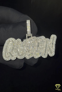จี้ตัวอักษร "QUEEN" สุดหรู พร้อมเพชรโมอิสซาไนต์ สร้อยคิวบัน สไตล์ฮิปฮอป - Product Image 3