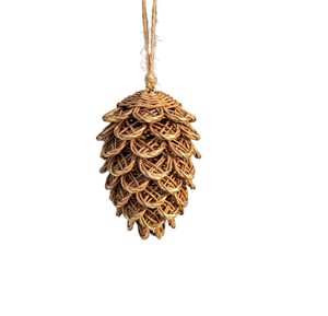 Décoration de Noël en rotin en gros, ornements suspendus en forme de pomme de pin, tissés à la main, pour la décoration de table des fêtes - Product Image 1