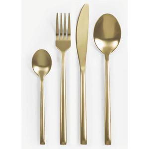 Ensemble de couverts en métal satiné style nordique avec manche doré, couteau, fourchette, cuillère, ensemble de couverts modernes 5 pièces pour mariage - Product Image 2