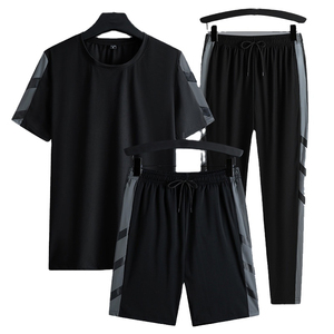 Custom Mens Tracksuit Set T Shirt Shorts Pants Gym Running Training <b>Suit</b> Breathable Sportswear Quick Dry Athletic Wear With Logo - Product Image 5
