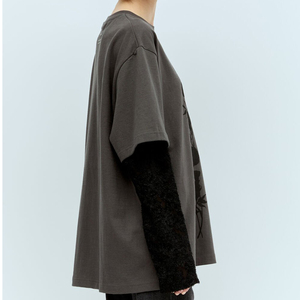 เสื้อยืดแฟชั่นเกาหลีผู้หญิง แขนสองชั้น 2 in 1 ทรงหลวม สไตล์สตรีทแวร์ - Product Image 4