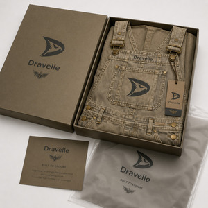 Salopette cargo en denim délavé olive avec broderie d'insigne, unisexe, coupe large, style streetwear Cyber Y2K, pour grossistes - Product Image 5