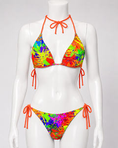 Women Plus Size Geometric Print Halter <b>Bikini</b> <b>Set</b> Tie Side <b>String</b> Swimwear Stretch Spandex Polyester Breathable Two Piece - Product Image 3