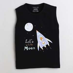 เสื้อยืดลายจุดแขนน้อยให้ GOTO The Moon-BLACK - Product Image 1