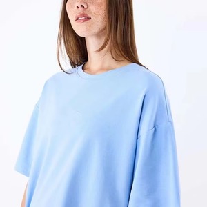 Women's Oversized Crew Neck Short Sleeve <b>T</b>-<b>Shirt</b> Solid Color Loose Fit Casual Knitted Cotton Jersey Top All Seasons Wear - Product Image 3