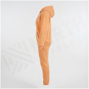 Conjunto Deportivo de 2 Piezas para Mujer, Sudadera con Capucha Naranja y Pantalones Jogger con Cierre Frontal, Color Sólido, Ropa Casual de Otoño - Product Image 3
