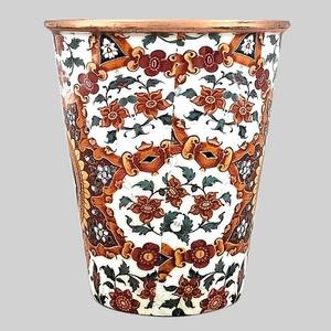 Bouteille d'eau en cuivre élégante à motif floral avec couvercle, gourde de voyage portable - Product Image 6