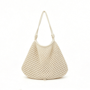 Sac en maille crochetée personnalisé, sac à bandoulière tissé avec sangle en corde nouée, sac de plage en filet ajouré - Product Image 4