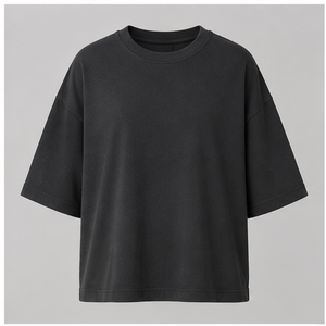 Camiseta Oversize de Mujer con Cuello Redondo y Mangas hasta el Codo en Color Carbón WTS-0006 - Product Image 1