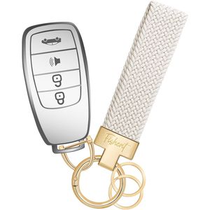 Portachiavi Intrecciato in Nylon, Accessorio Elastico per Chiavi Auto con 3 Anelli Portachiavi e Anello a D, Antifurto Universale per Uomini e Donne - Product Image 1