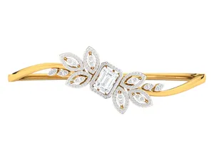 18K Solid Gold <b>Lab</b> Grown Diamond Bracelet 2.5ct Emerald Halo <b>Botanical</b> Leaf Bangle Women Fine Jewelry OEM Direct Factory - Product Image 2