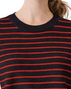 เสื้อกั๊กไหมพรมแขนกุดลายทางสีดำแดงสำหรับผู้หญิง คอกลม น้ำหนักเบา สวมใส่สบายๆ แฟชั่นฤดูร้อนสำหรับผู้หญิง - Product Image 6