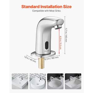 Grifo de lavabo de baño G112M plateado cromado sin contacto, Sensor de movimiento automático, grifo de lavabo, grifo de cubierta de orificio de agua fría - Product Image 3