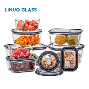 Linuo New Hot Sales Microwave Safe BPA Free Airtight Meal Prep Glass Food Storage Container With Glass Lid