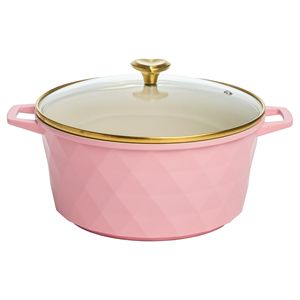 Pentola Olandese in Alluminio Pressofuso Antiaderente da 4,6 Litri con Coperchio per Campeggio all'Aperto, Rosa - Product Image 1