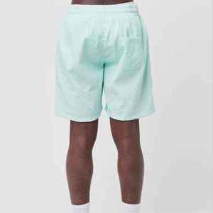 Men's Solid Mint Green Cotton Shorts Elastic Waist Casual Breathable With Pockets <b>Mid</b> Rise Woven Fabric - Product Image 4