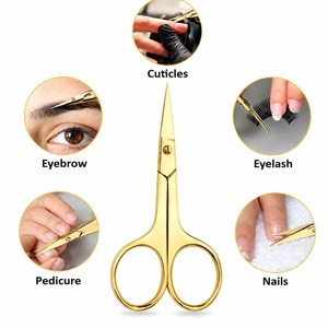 Ciseaux de toilettage en acier inoxydable - Ciseaux à sourcils - Ciseaux de manucure et de beauté courbés de petite taille pour femmes (doré) - Product Image 6