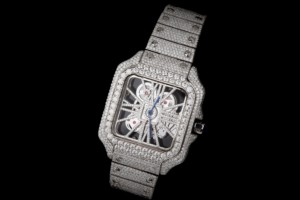 Reloj Iced Skeleton Plateado Cuadrado con Incrustaciones de Diamantes, Mecánico, Estilo Hip Hop para Hombre, Edición Limitada Premium de Lujo Vintage - Product Image 3